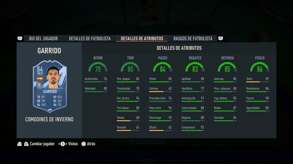 Stats in game Garrido Winter Wildcards FIFA 23 Ultimate Team