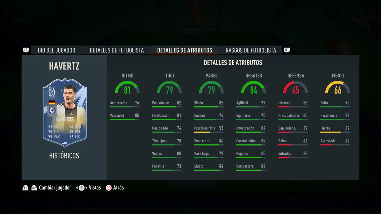 Stats in game Havertz Históricos FIFA 23 Ultimate Team