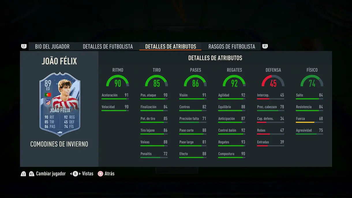 Stats in game Joao Félix Winter Wildcards FIFA 23 Ultimate Team