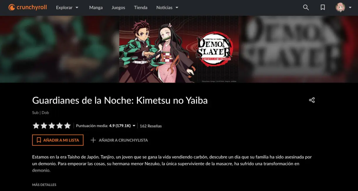Kimetsu no Yaiba en Crunchyroll