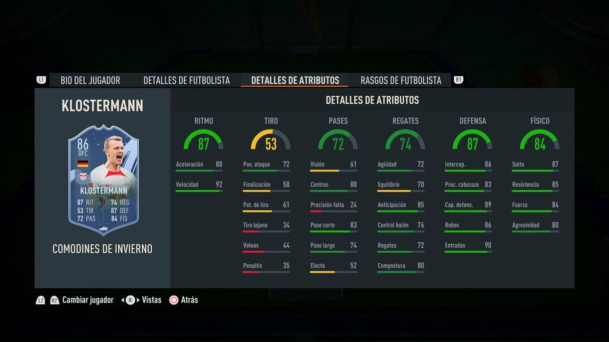 Stats in game Klostermann Winter Wildcards FIFA 23 Ultimate Team
