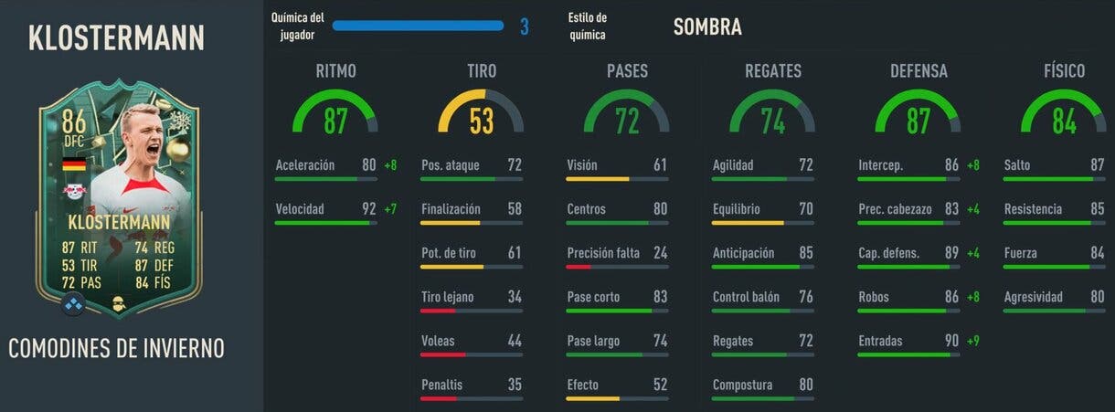 Stats in game Klostermann Winter Wildcards FIFA 23 Ultimate Team