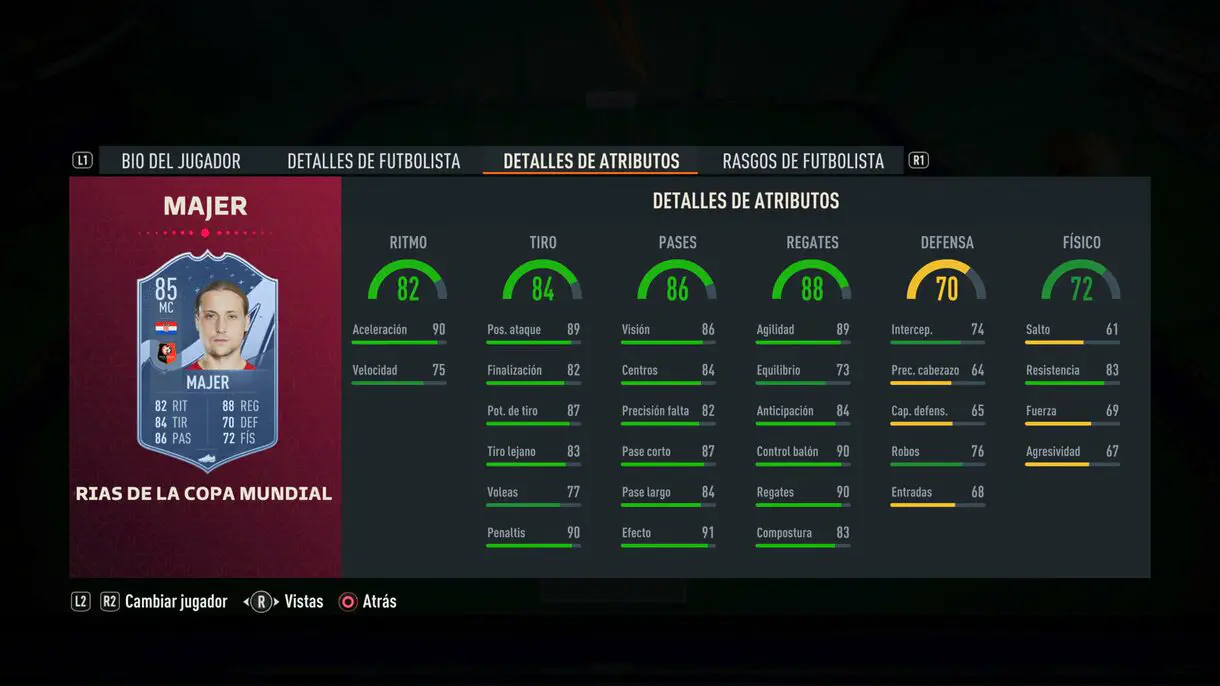 Stats in game Majer FIFA World Cup Stories FIFA 23 Ultimate Team