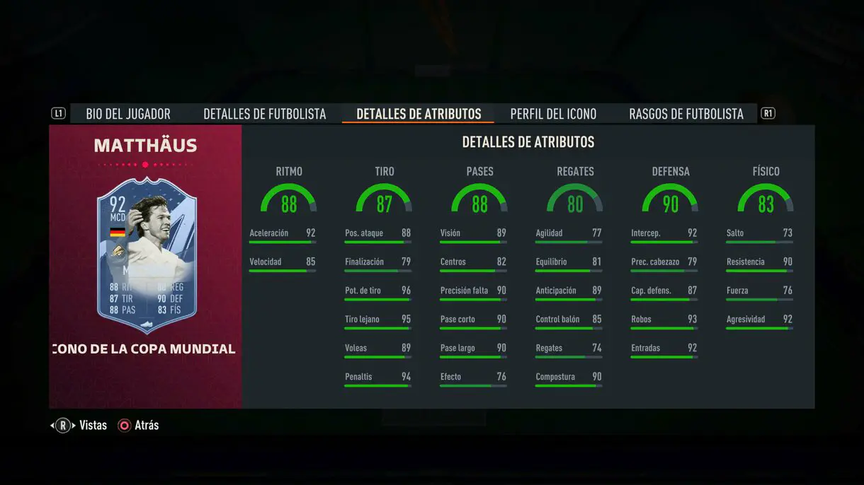 Stats in game Matthäus Icono del Mundial FIFA 23 Ultimate Team