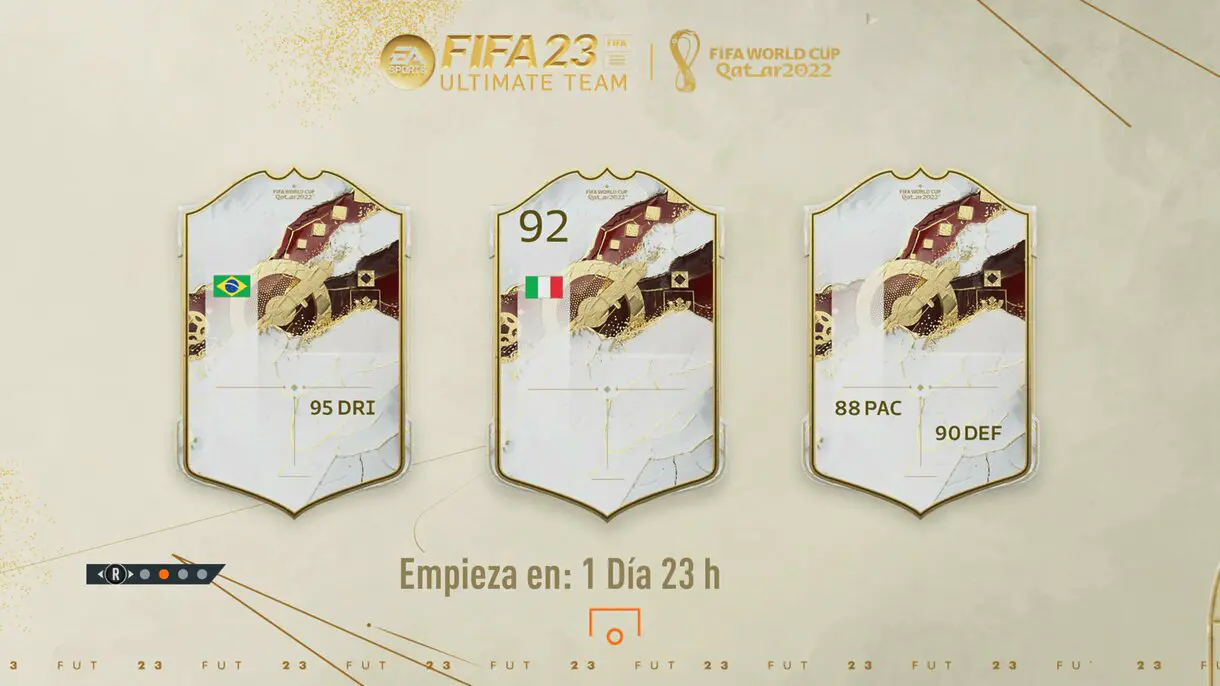 Pantalla de carga con pistas sobre nuevos Iconos del Mundial FIFA 23 Ultimate Team