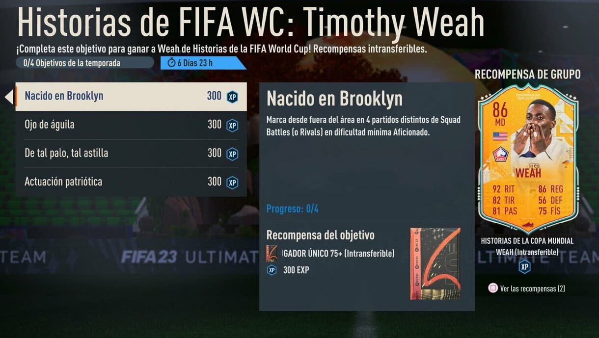 Objetivos Weah FIFA World Cup Stories FIFA 23 Ultimate Team