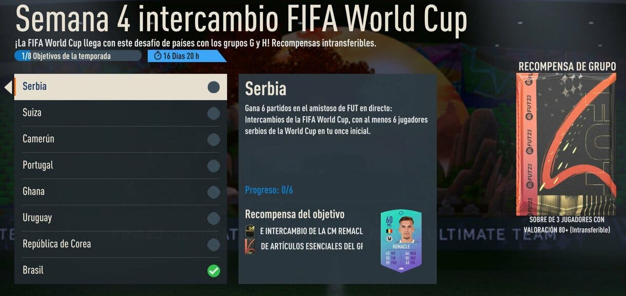 Hitos Semana 4 intercambio FIFA World Cup FIFA 23 Ultimate Team