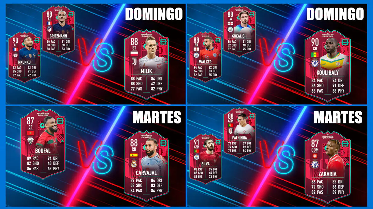 Diseño mostrando qué cartas Path to Glory FIFA 23 Ultimate Team son enfrentadas en cada encuentro del segundo lado del cuadro