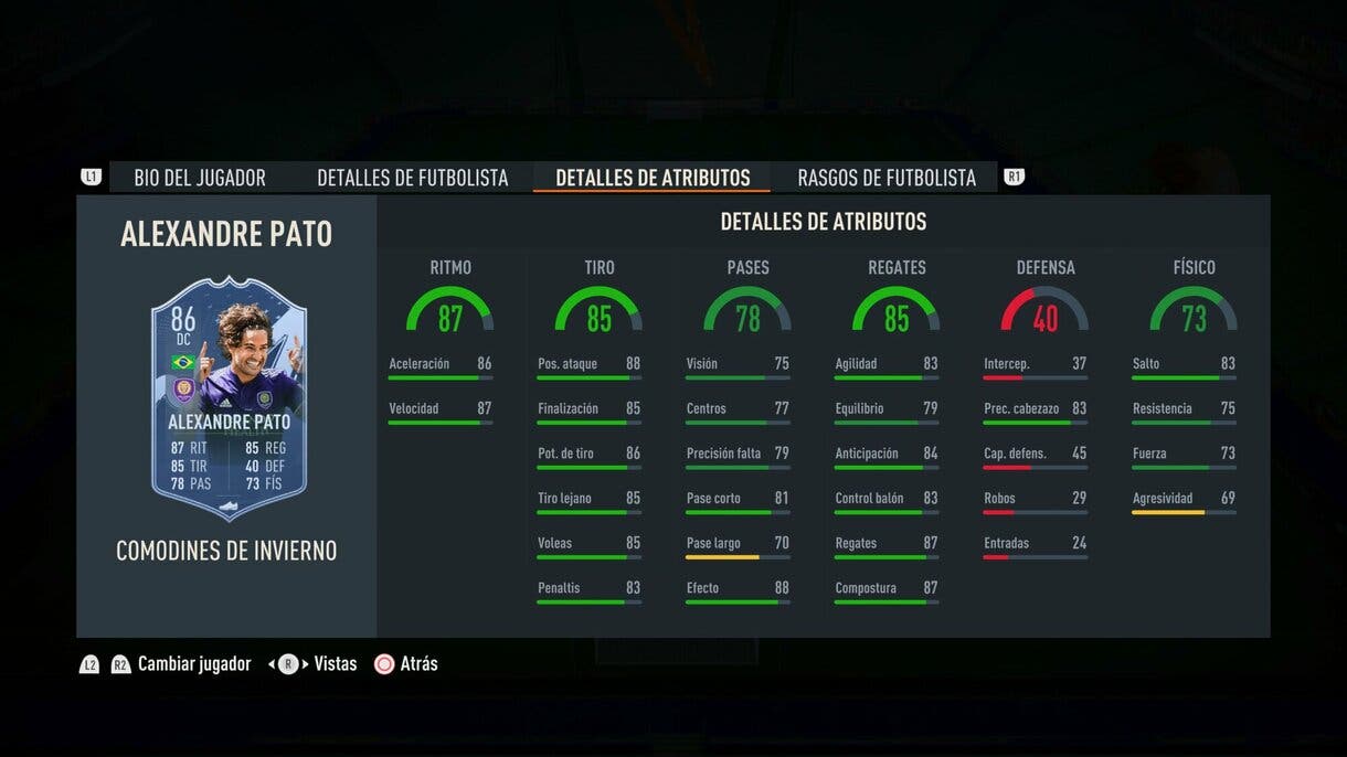 Stats in game Pato Winter Wildcards FIFA 23 Ultimate Team