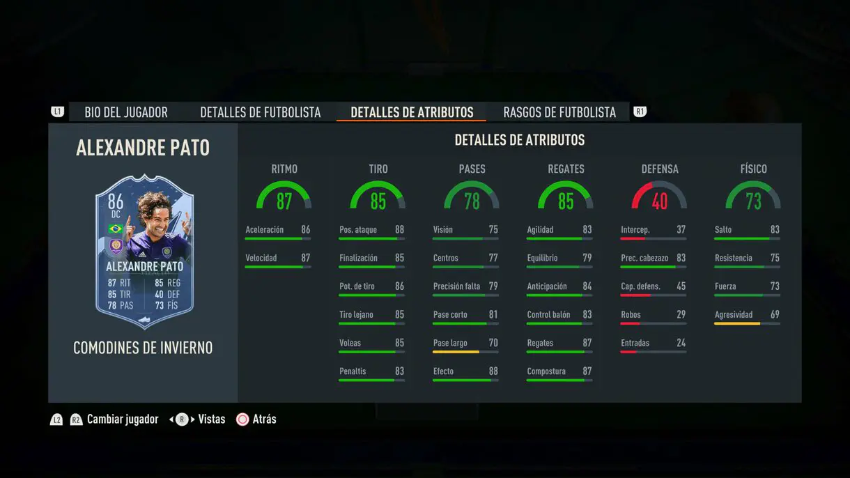 Stats in game Pato Winter Wildcards FIFA 23 Ultimate Team