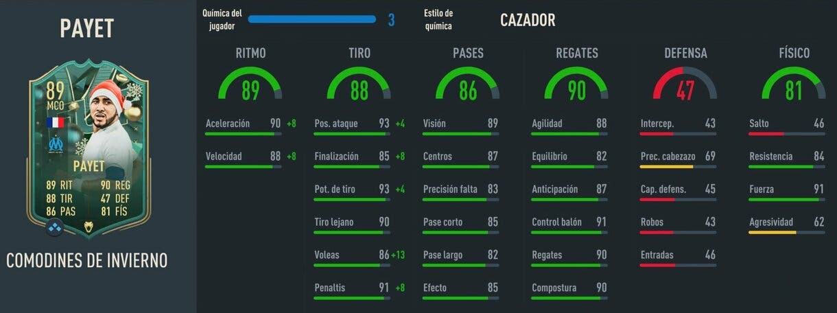 Stats in game Payet Winter Wildcards FIFA 23 Ultimate Team