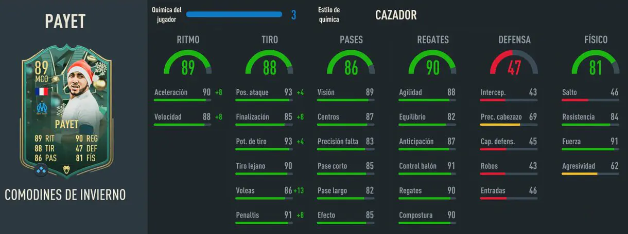 Stats in game Payet Winter Wildcards FIFA 23 Ultimate Team
