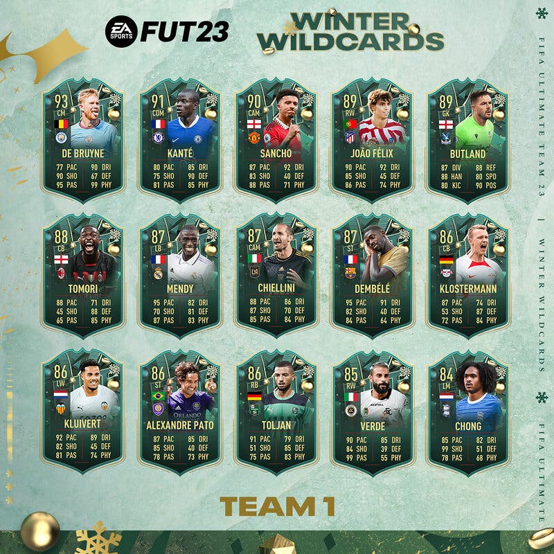 Todas las cartas del primer equipo Winter Wildcards FIFA 23 Ultimate Team