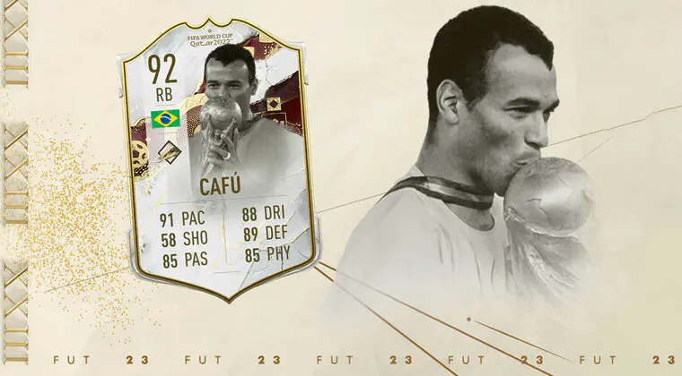 Imagen de FIFA 23 World Cup Swaps: ¿Buena o mala elección? Review de Cafú Icono del Mundial