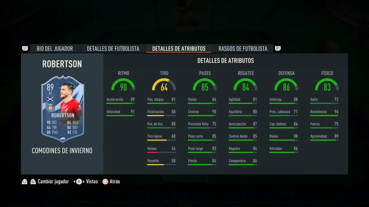 Stats in game Robertson Winter Wildcards FIFA 23 Ultimate Team