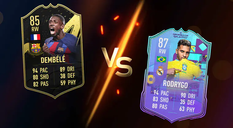 Imagen de FIFA 23: ¿Quién es mejor? Rodrygo Fenómenos de la Copa Mundial vs Dembélé IF