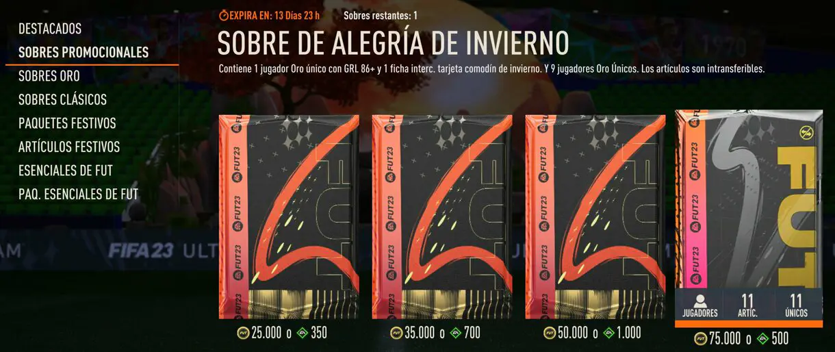 Sobre de alegría de invierno desde la tienda de FIFA 23 Ultimate Team