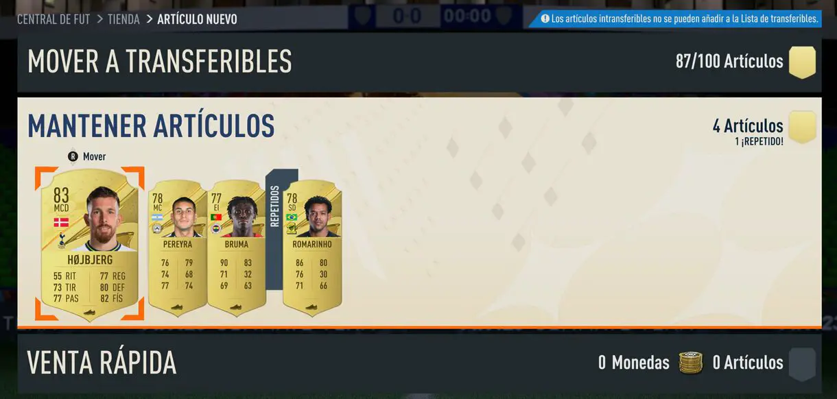 Contenido del Sobre Nación de Cuartos FIFA 23 Ultimate Team