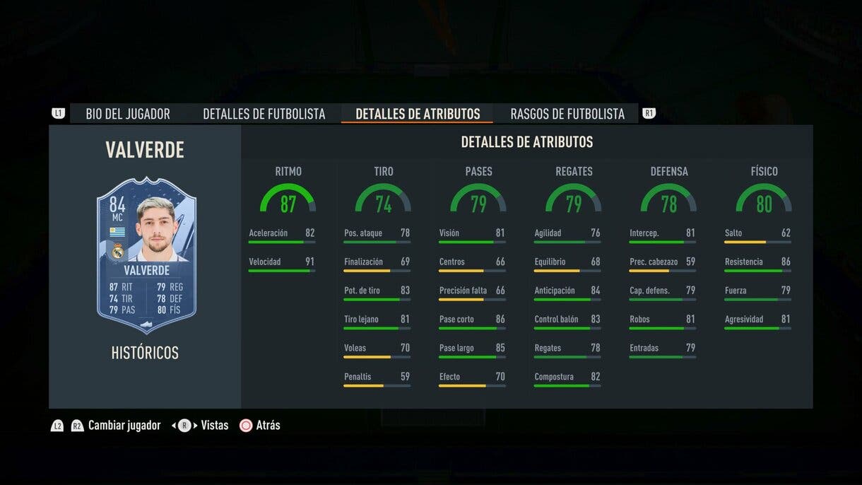 Stats in game Valverde Históricos FIFA 23 Ultimate Team