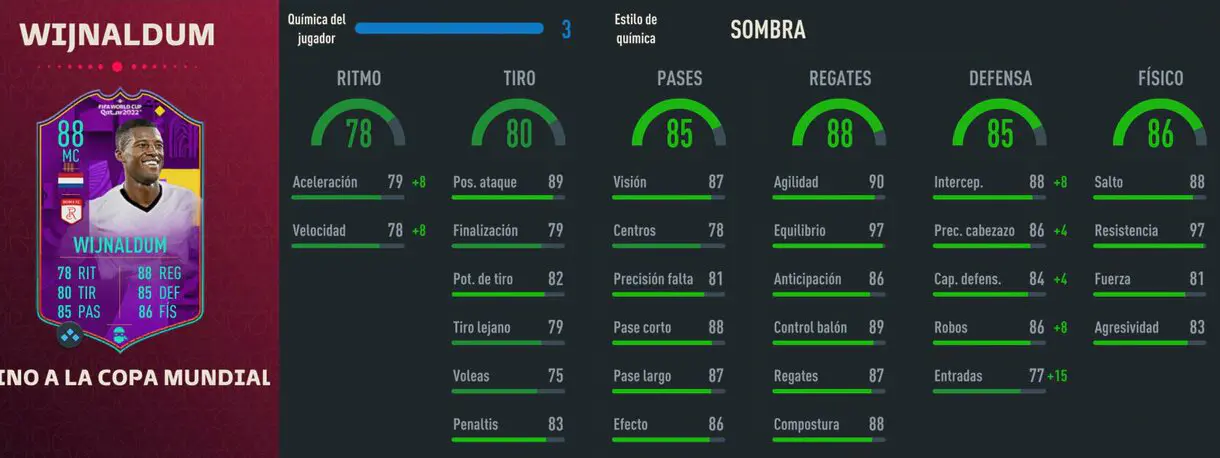 Stats in game Wijnaldum RTFWC FIFA 23 Ultimate Team
