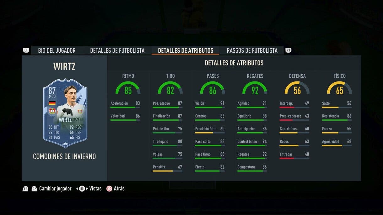 Stats in game Wirtz Winter Wildcards FIFA 23 Ultimate Team