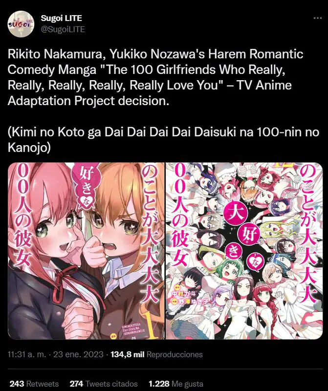 100 kanojo tuit