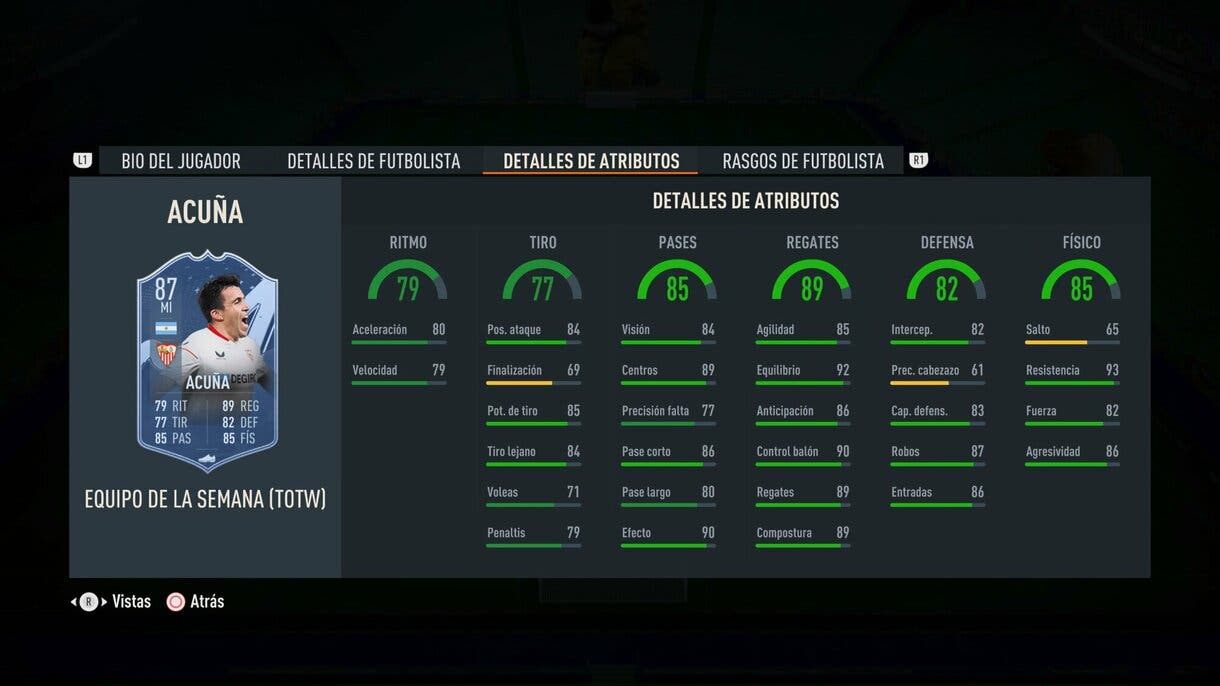 Stats in game Acuña IF FIFA 23 Ultimate Team