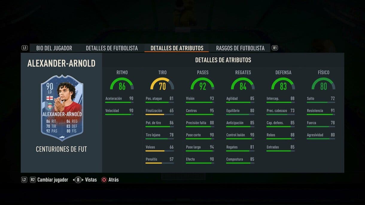 Stats in game Alexander-Arnold Centurions FIFA 23 Ultimate Team