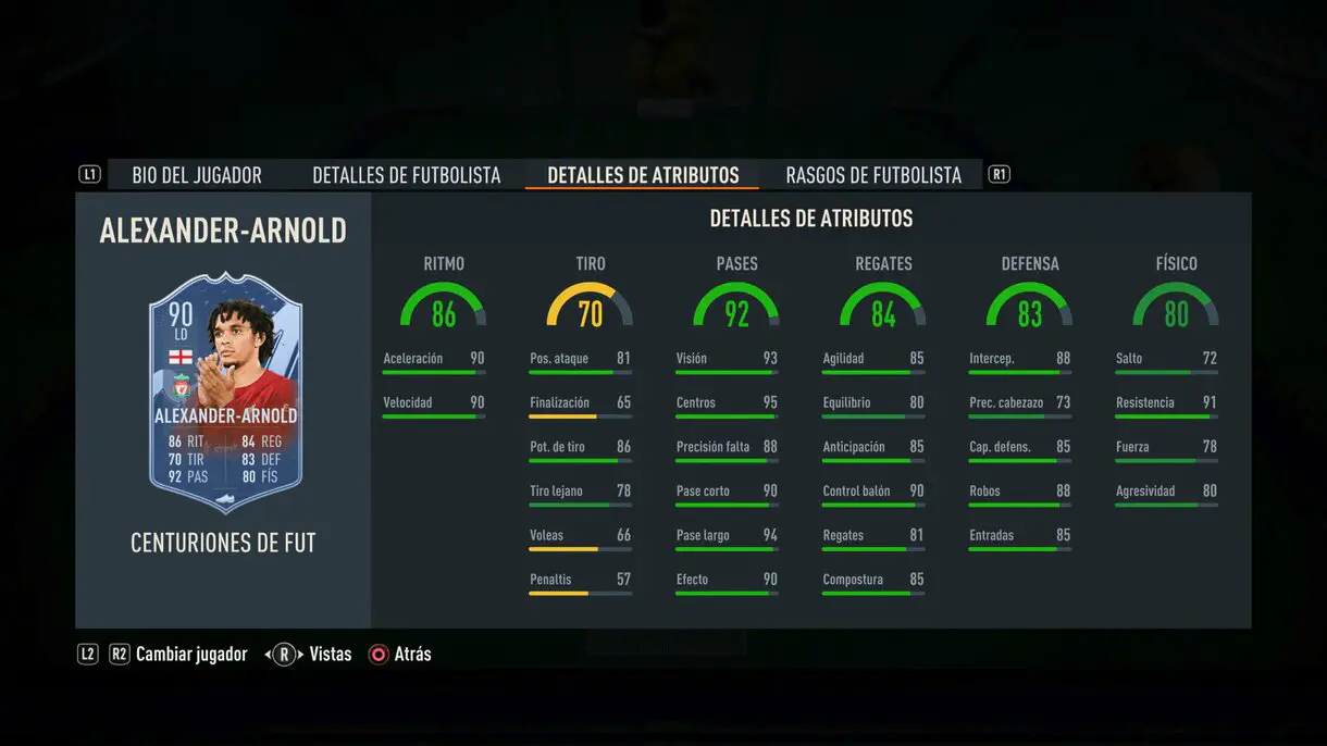 Stats in game Alexander-Arnold Centurions FIFA 23 Ultimate Team