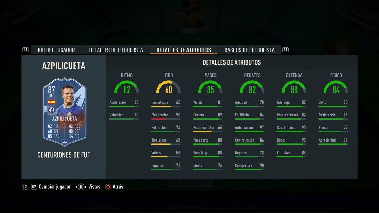 Stats in game Azpilicueta Centurions FIFA 23 Ultimate Team