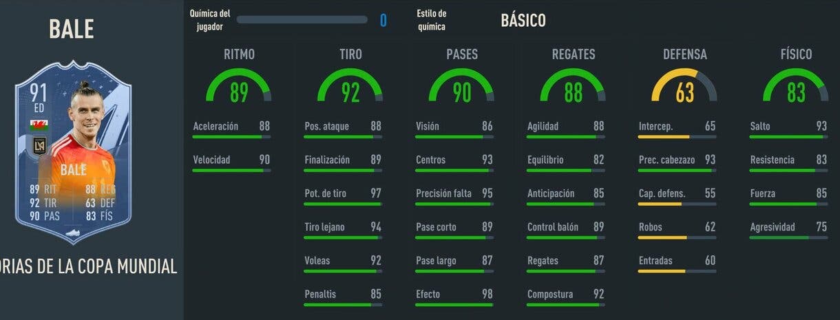 Stats in game Bale FIFA World Cup Stories FIFA 23 Ultimate Team