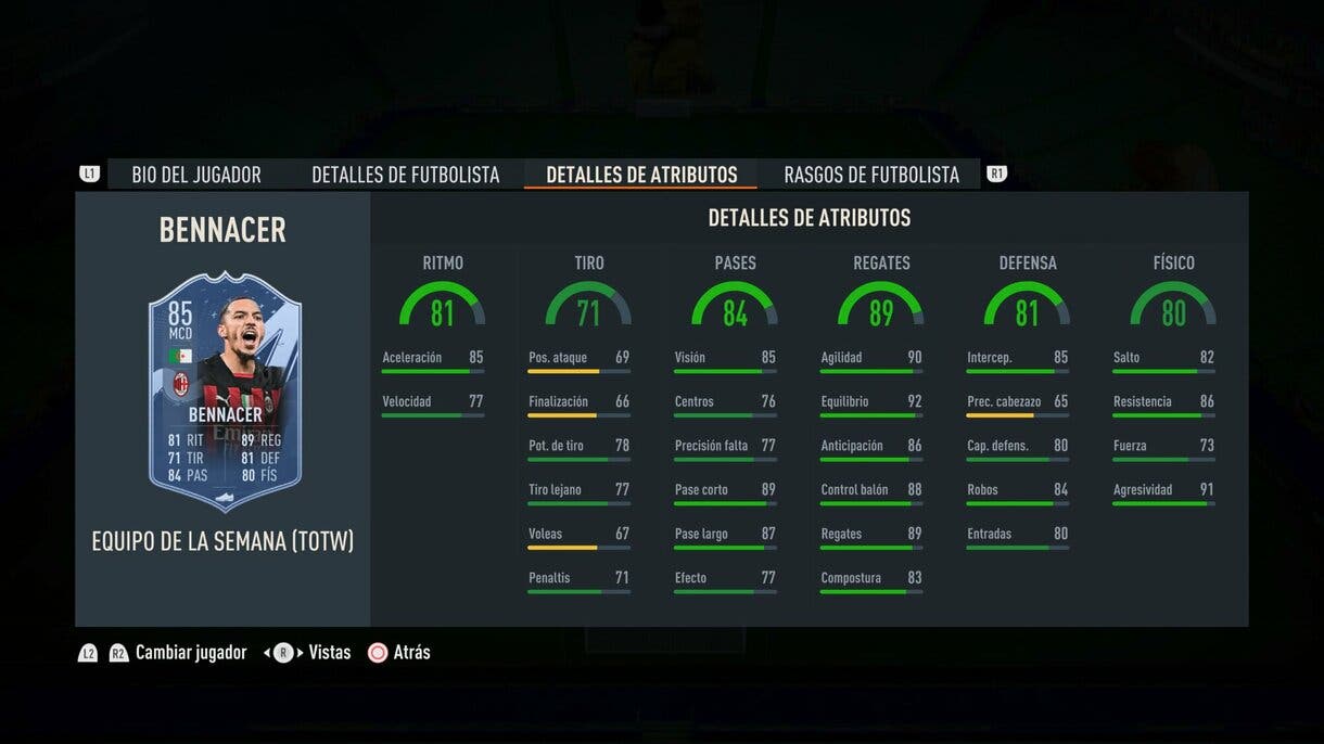 Stats in game Bennacer IF FIFA 23 Ultimate Team