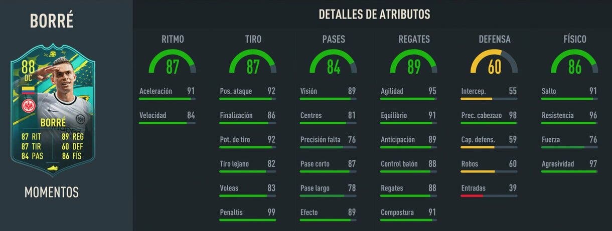 Stats in game Borré Moments FIFA 23 Ultimate Team