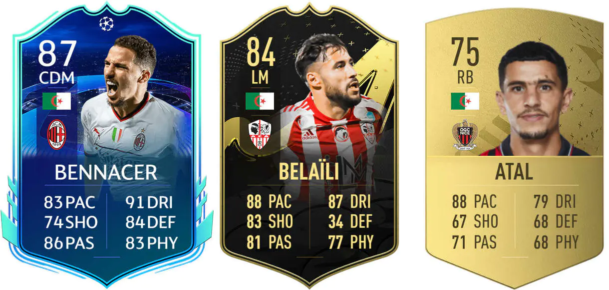 Cartas Bennacer RTTK, Belaïli IF y Atal oro FIFA 23 Ultimate Team