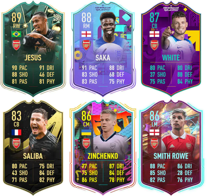 Ejemplos versiones especiales competitivas o decentes Arsenal FIFA 23 Ultimate Team