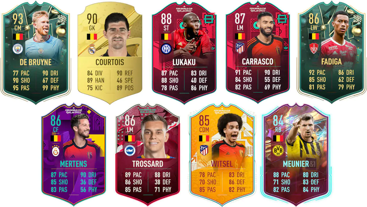 Ejemplos cartas competitivas y decentes Bélgica FIFA 23 Ultimate Team