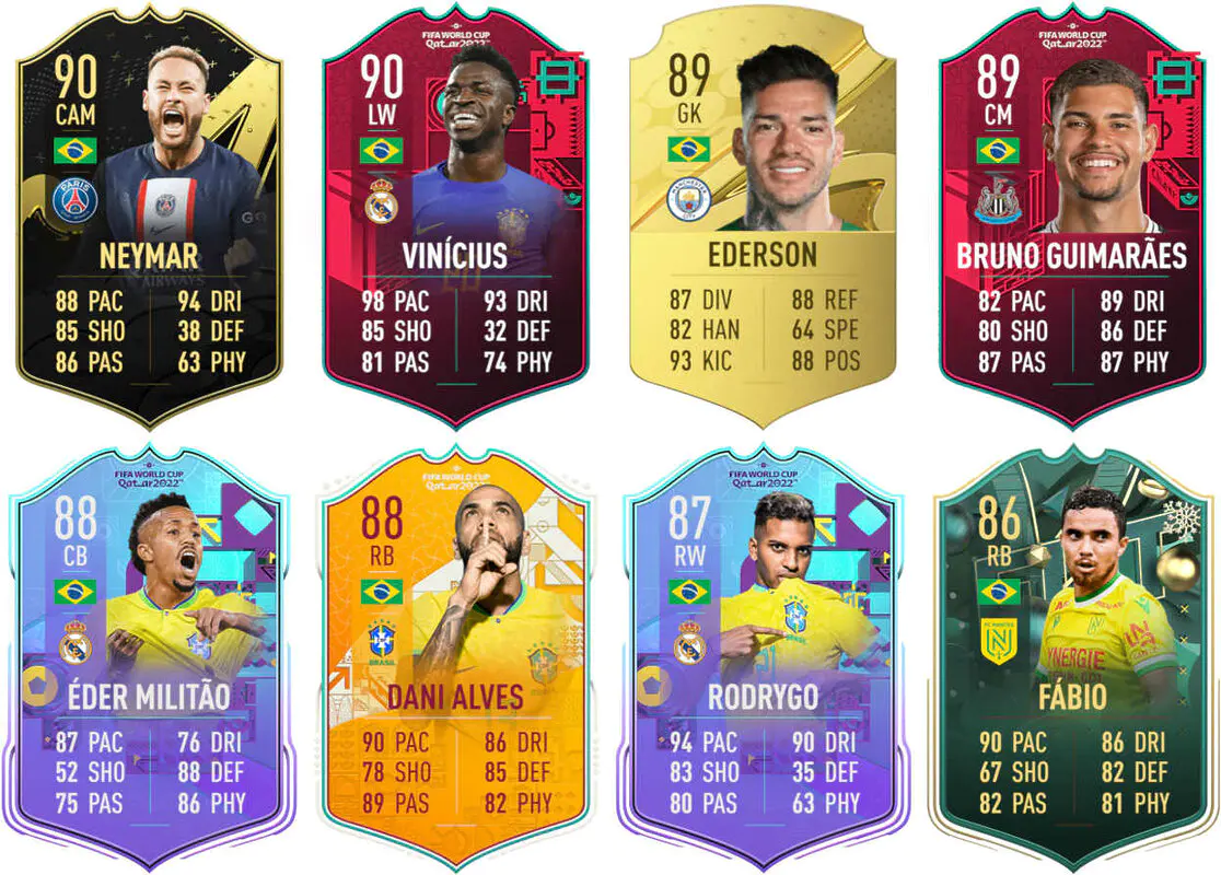 Ejemplos versiones especiales competitivas Brasil FIFA 23 Ultimate Team