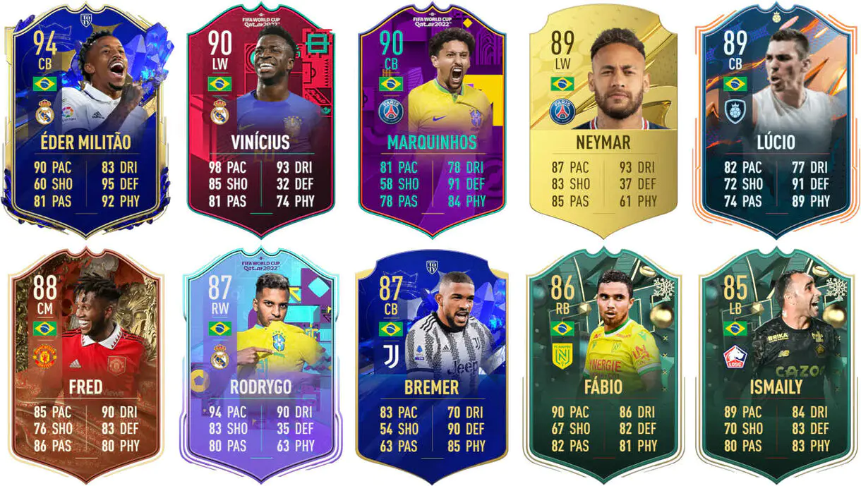 Ejemplos cartas competitivas Brasil FIFA 23 Ultimate Team