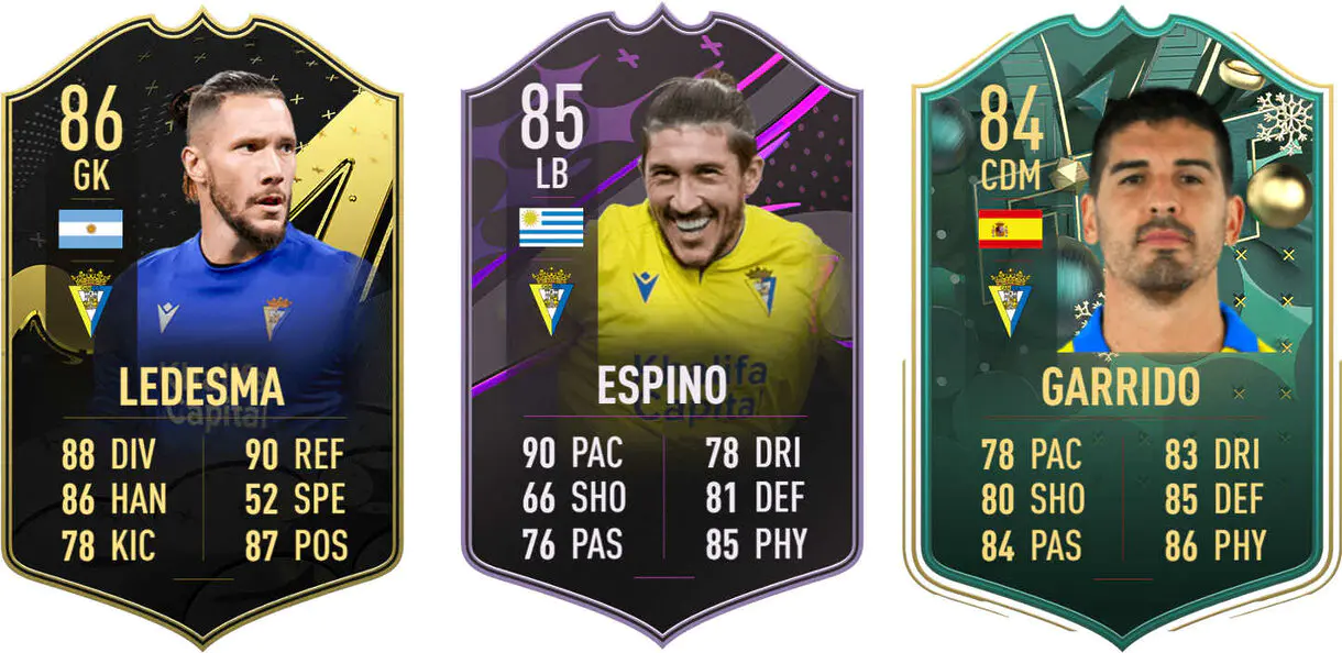 Cartas Ledesma IF, Espino Dúo Dinámico y Garrido Winter Wildcards (Cádiz) FIFA 23 Ultimate Team
