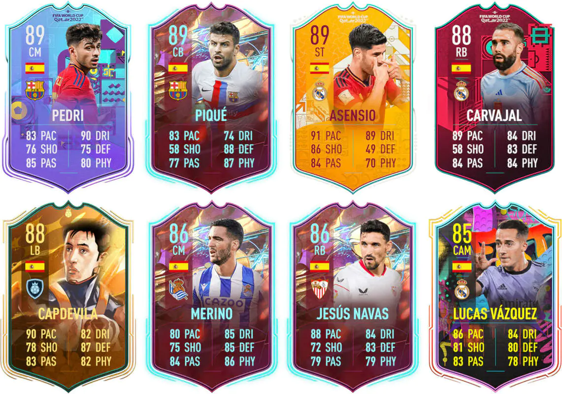 Ejemplos versiones especiales competitivas España FIFA 23 Ultimate Team