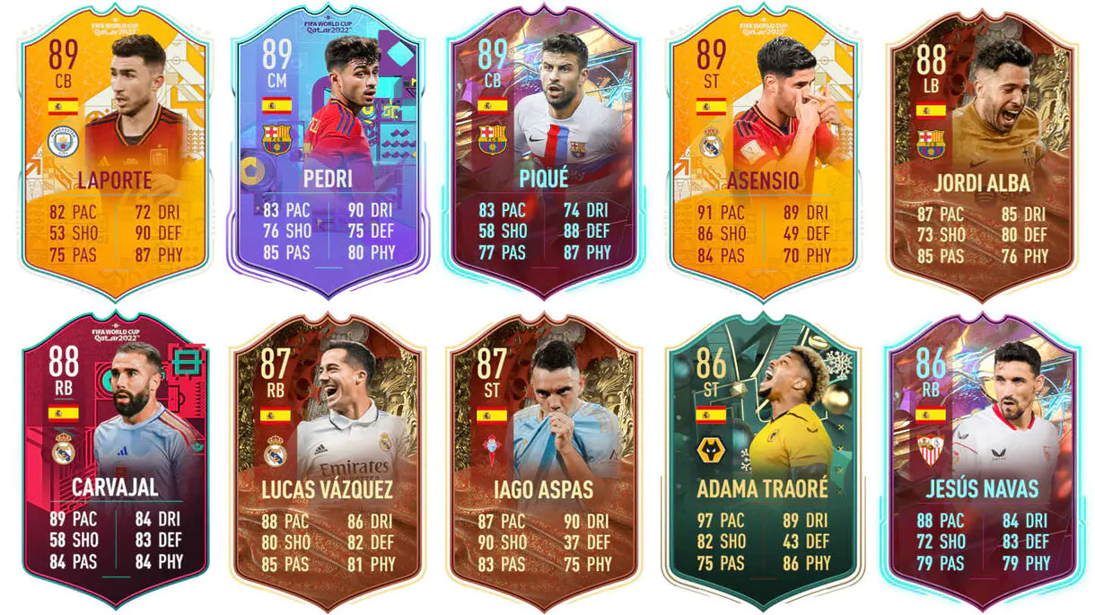 Ejemplos cartas competitivas España FIFA 23 Ultimate Team