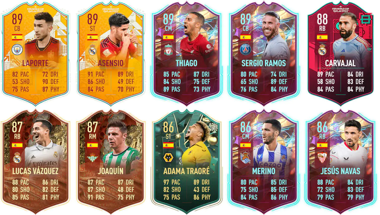 Ejemplos cartas competitivas España FIFA 23 Ultimate Team