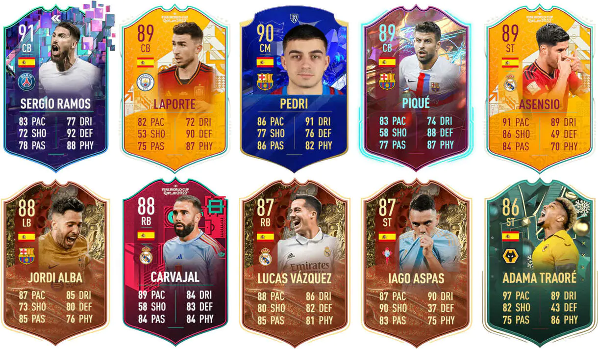 Ejemplo cartas competitivas España FIFA 23 Ultimate Team