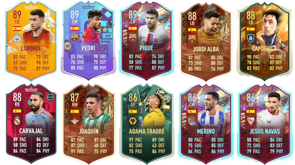 Ejemplos cartas competitivas España FIFA 23 Ultimate Team
