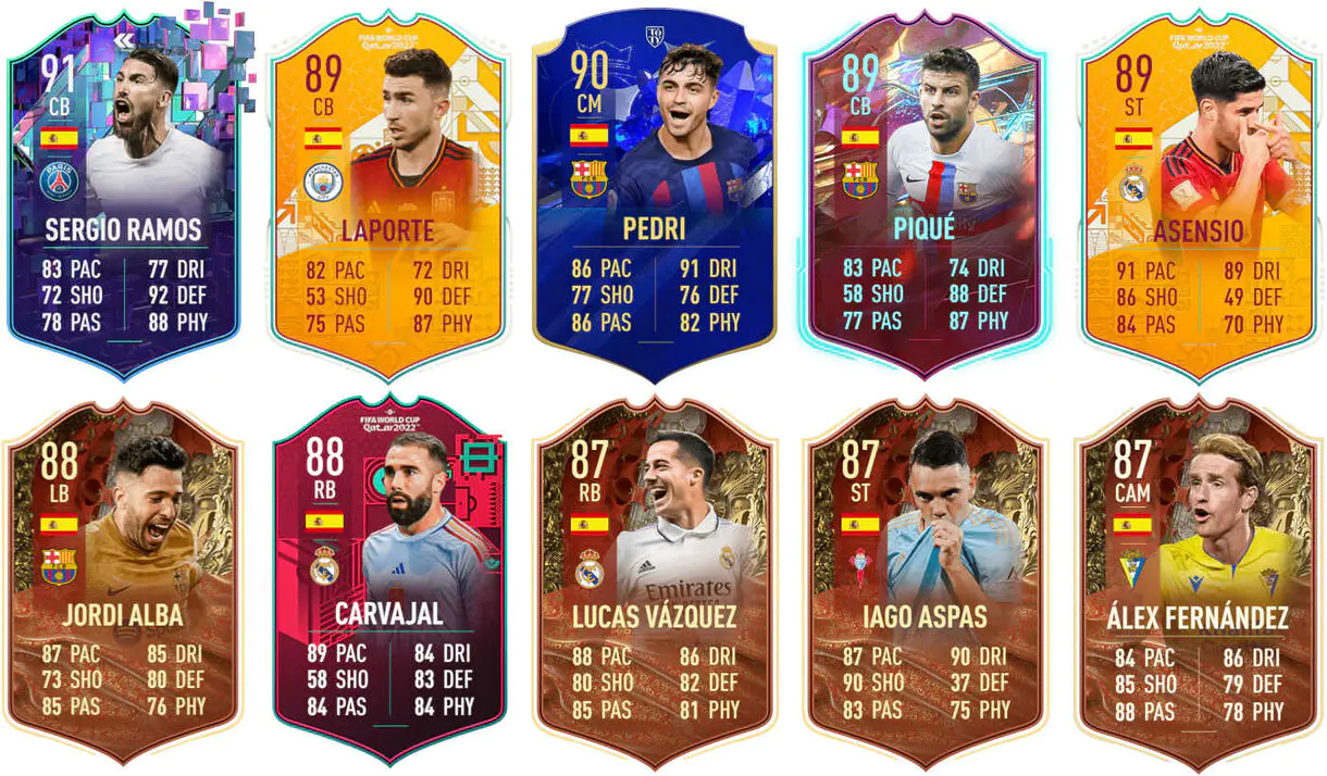 Ejemplos cartas competitivas España FIFA 23 Ultimate Team