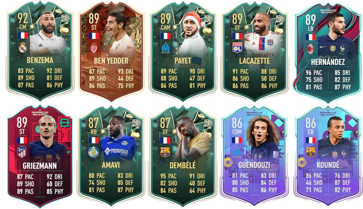 Ejemplos cartas competitivas Francia FIFA 23 Ultimate Team