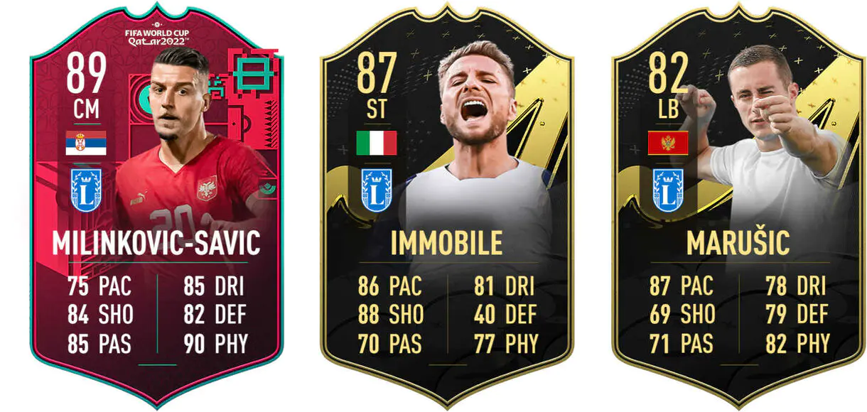 Cartas Milinkovic-Savic Path to Glory e IF´s Immobile y Marusic (Latium) FIFA 23 Ultimate Team