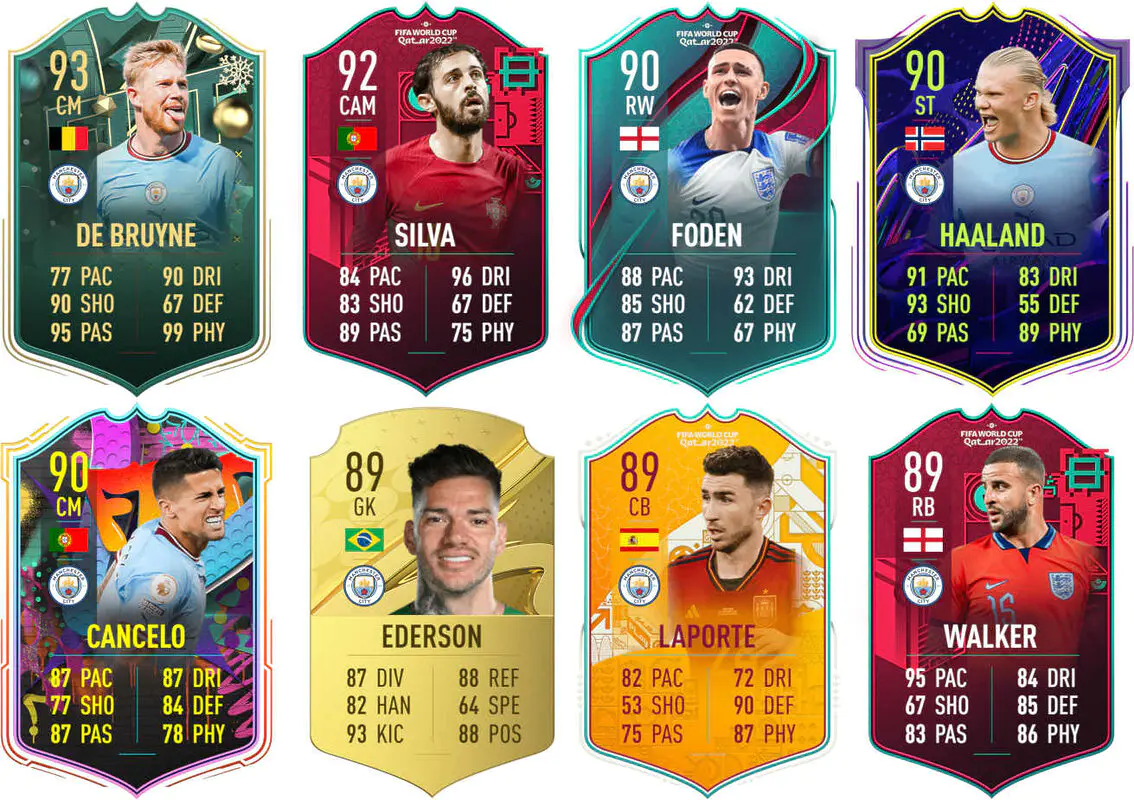 Ejemplos cartas competitivas Manchester City FIFA 23 Ultimate Team