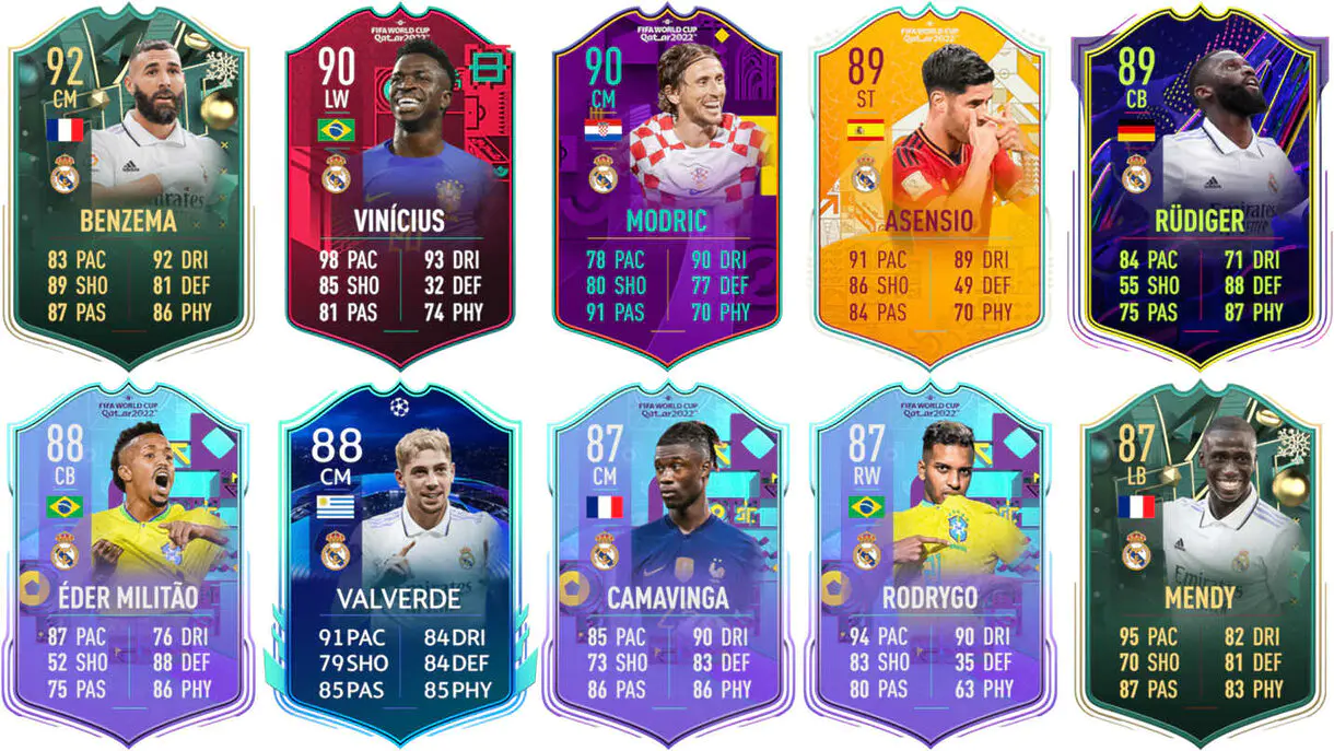 Ejemplos cartas competitivas Real Madrid FIFA 23 Ultimate Team