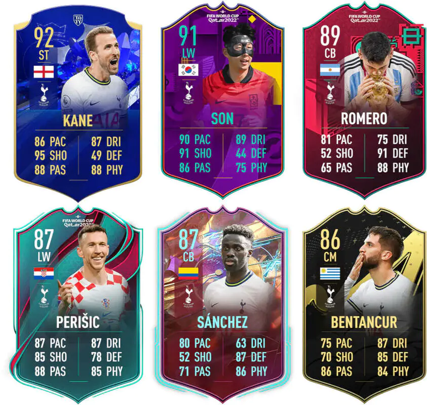Ejemplos versiones especiales competitivas o usables Tottenham FIFA 23 Ultimate Team